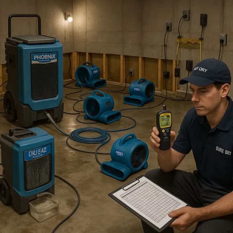 Structural Drying and Dehumidification process in Norwalk, CA
